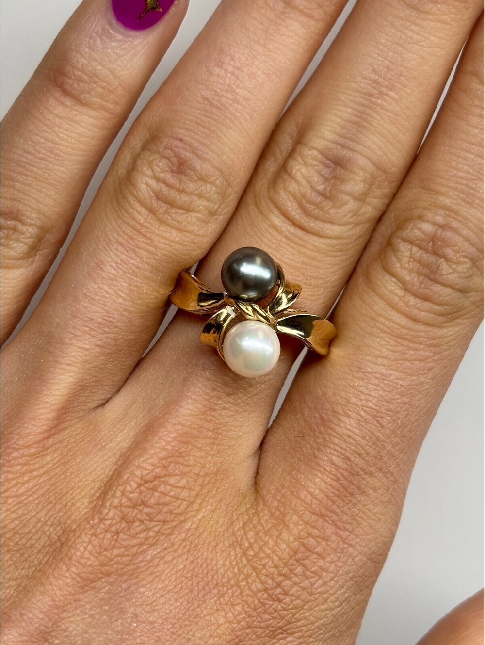 14k Yellow Gold Pearl Ring Antique